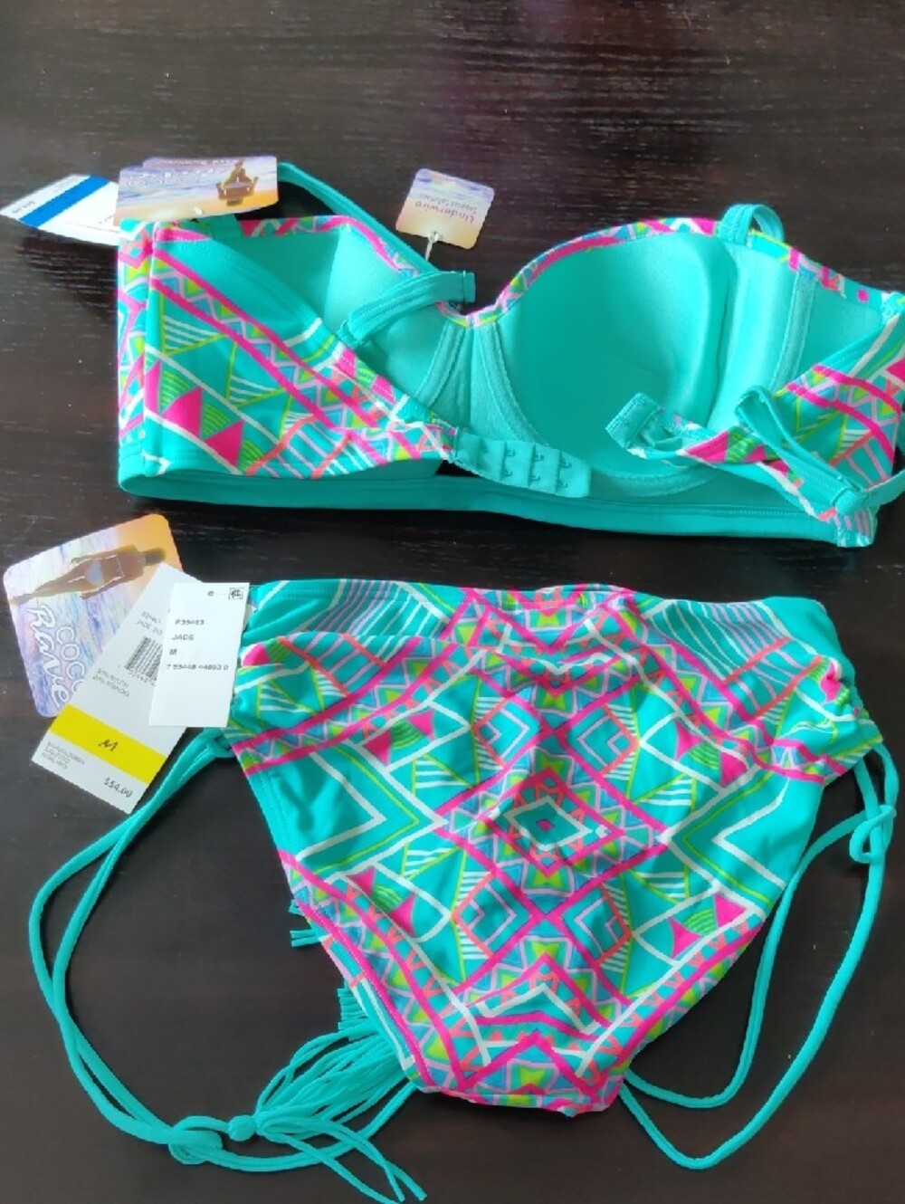 Coco Rave Turquoise Geometric Underwire Bikini Set - Picture 2 of 7
